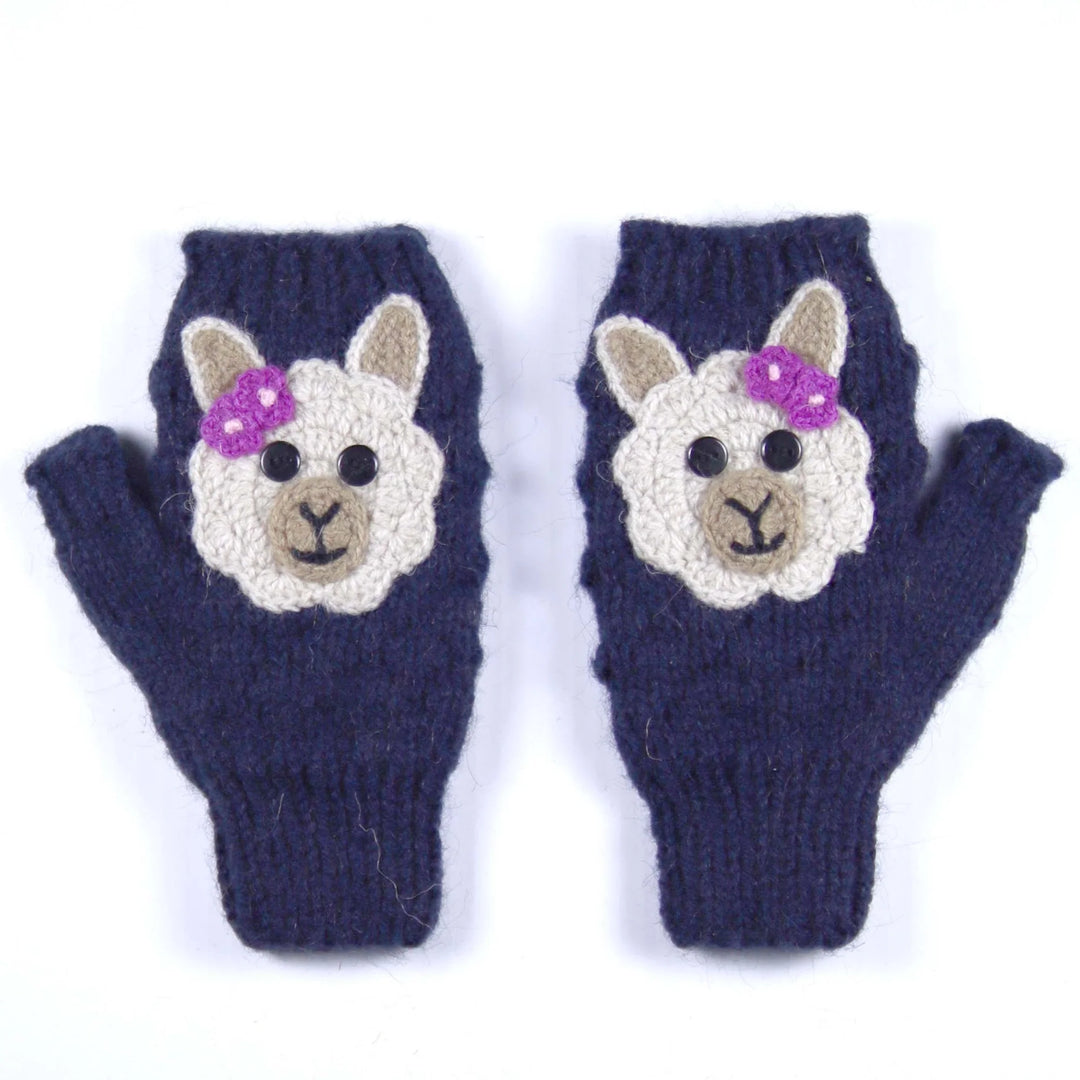 Blue alpaca write warmer on a white background