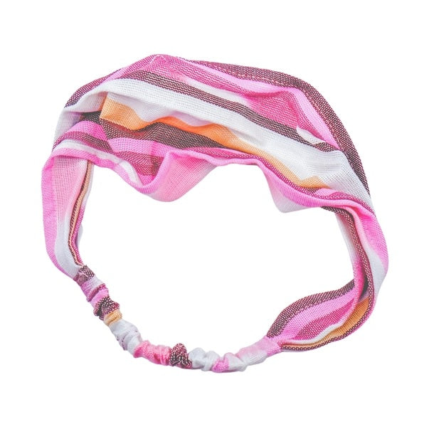 Colorful pink headband with a pattern on a white background