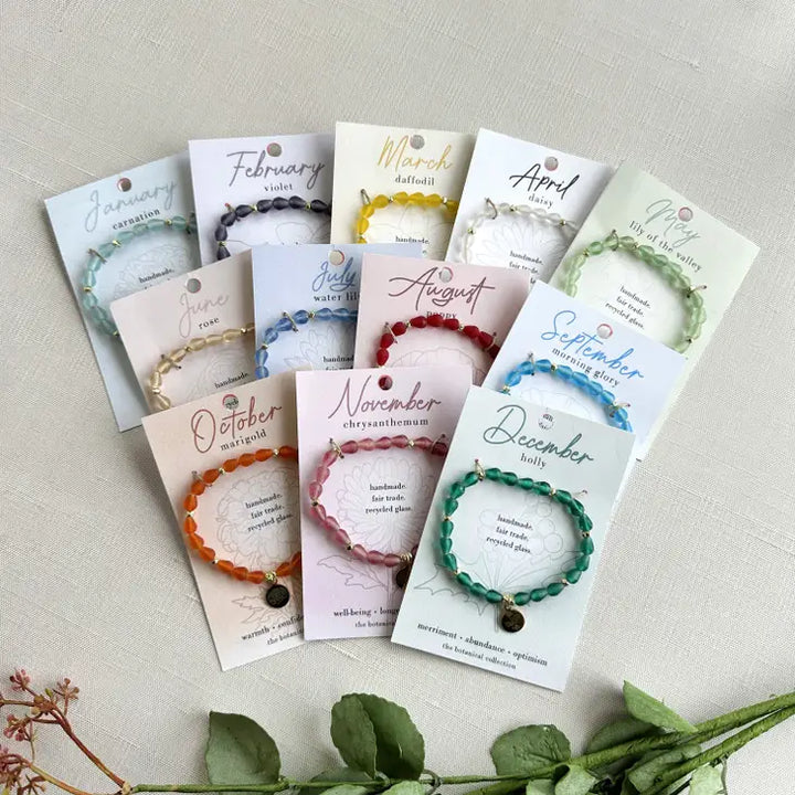 Botanical collection of all birth month bracelets