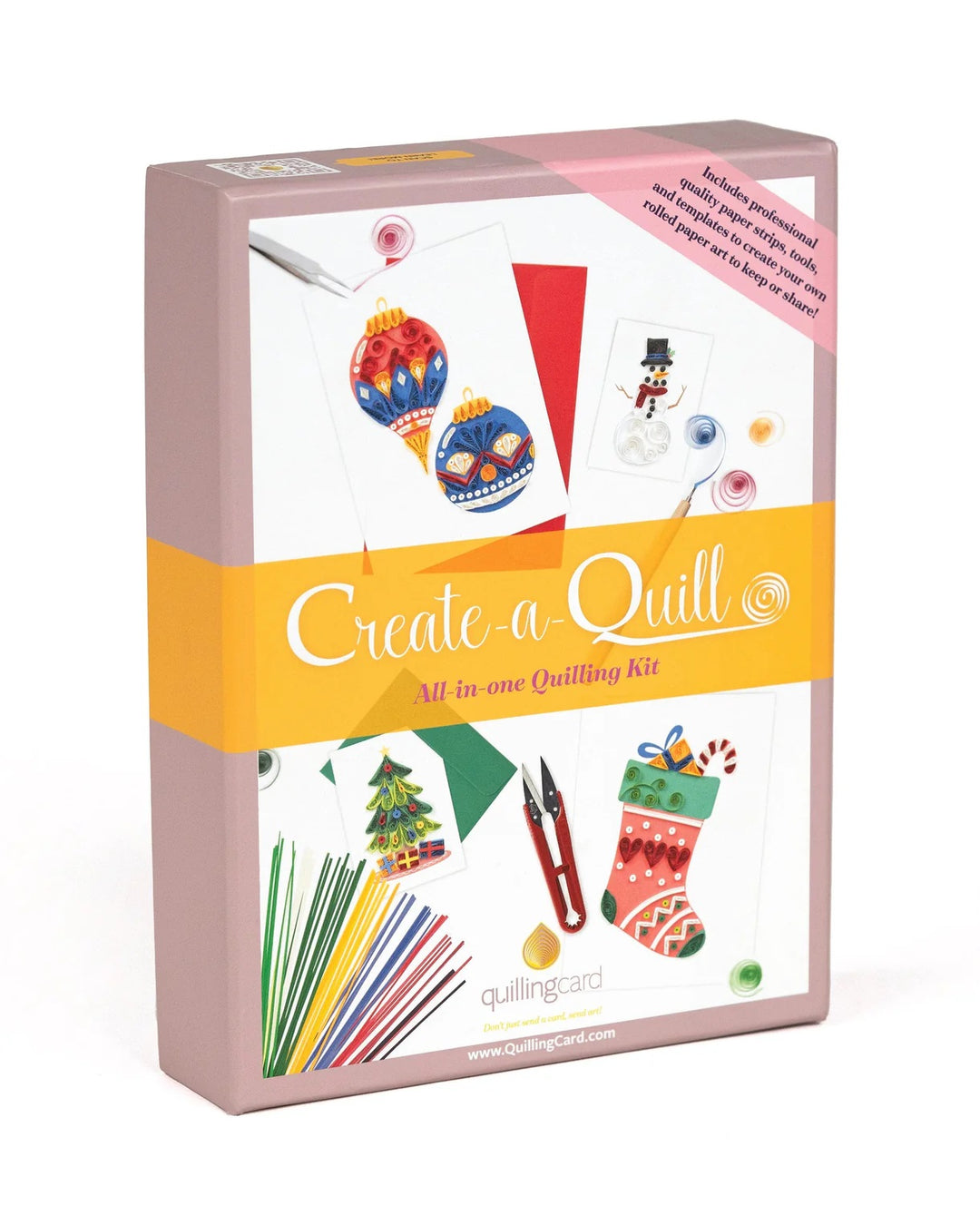 Create-a-Quilt all-in-one holiday quilling kit packaging on a white background