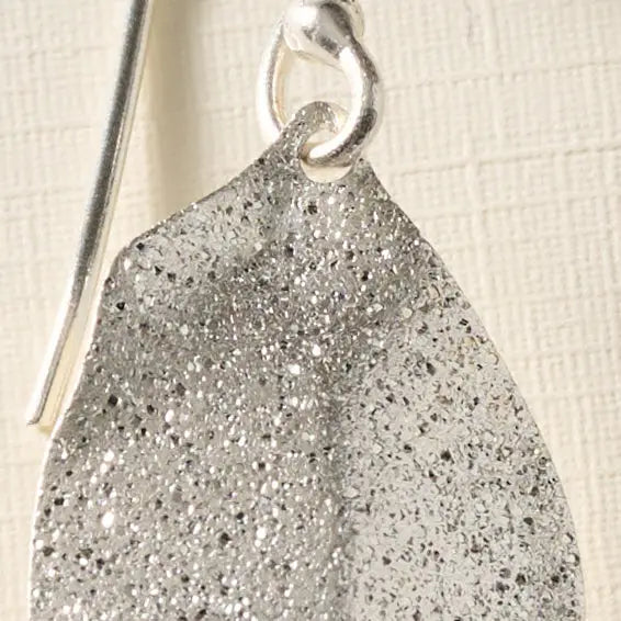 Silver Sparkle Leaf Earrings