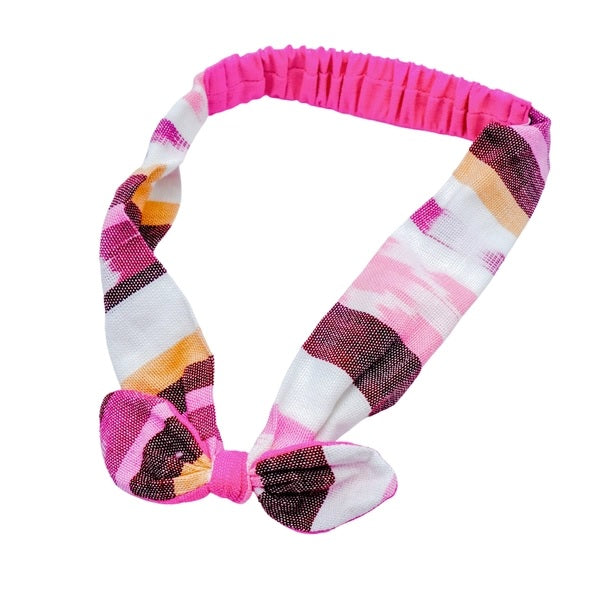 Colorful striped headband with a knot on a white background