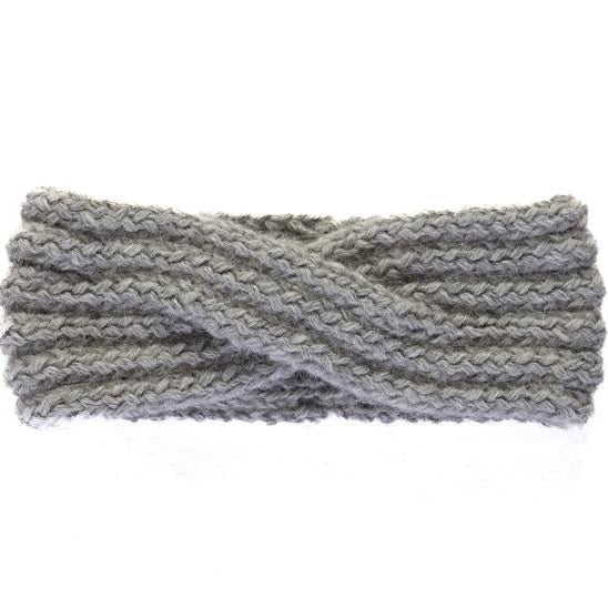 A alpaca grey headband on a white background. 