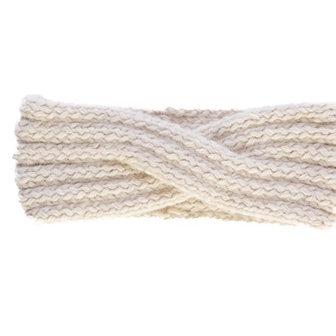 A white alpaca headband on a white background. 