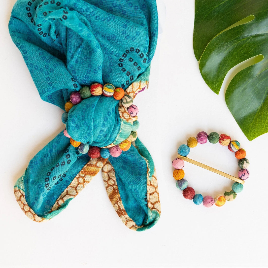 Kantha Round Bandana Slide