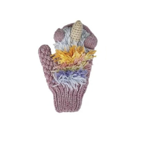 kids pastel unicorn mitten on a white background