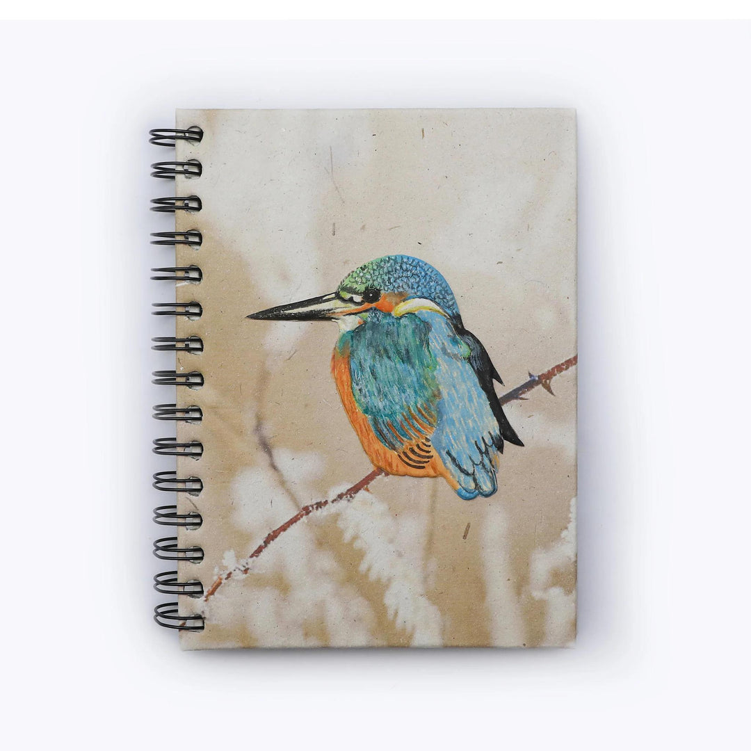 Mr. Ellie Pooh notebook with a King Fisher bird on a white  background