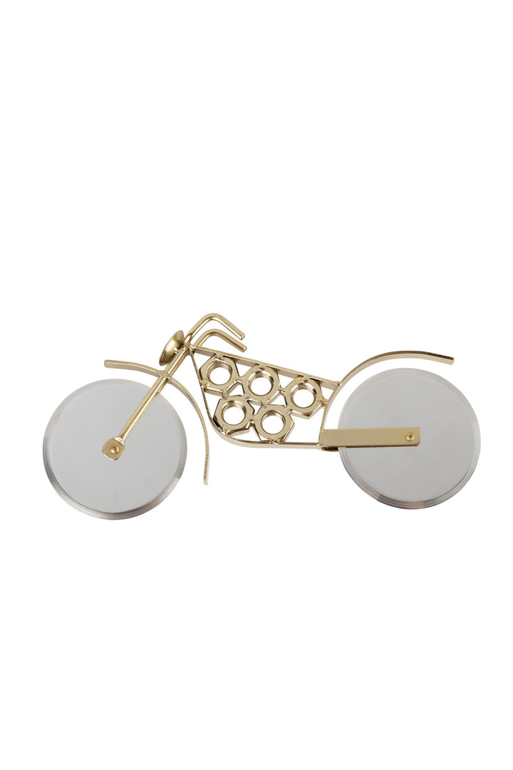 Motorcycle pizza cutter on white background
