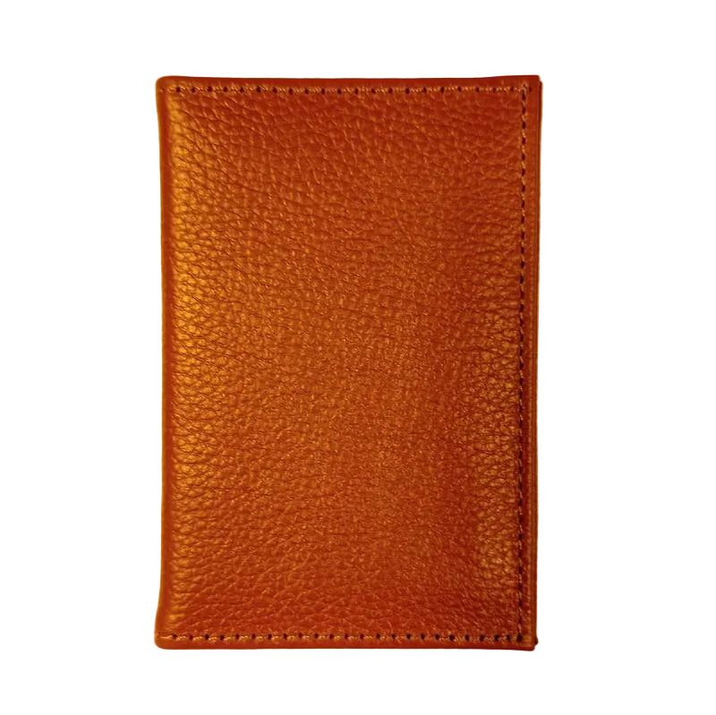 Brown leather cardholder on a white background