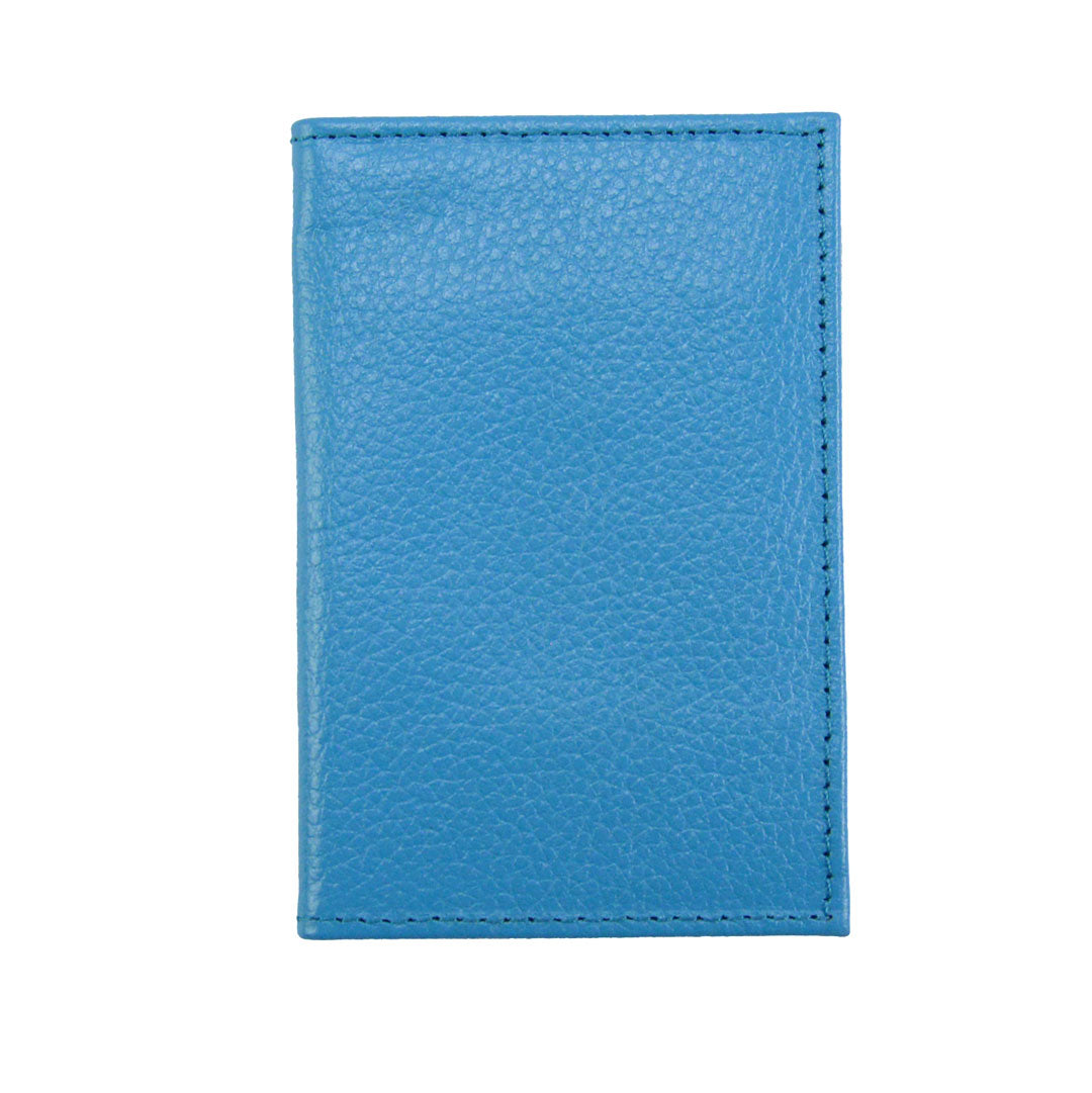 Blue leather cardholder on a white background