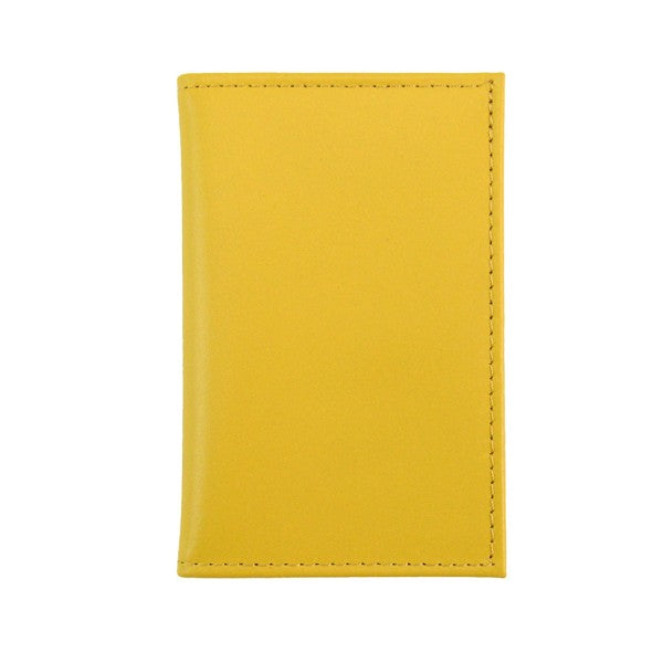 Yellow leather cardholder on a white background