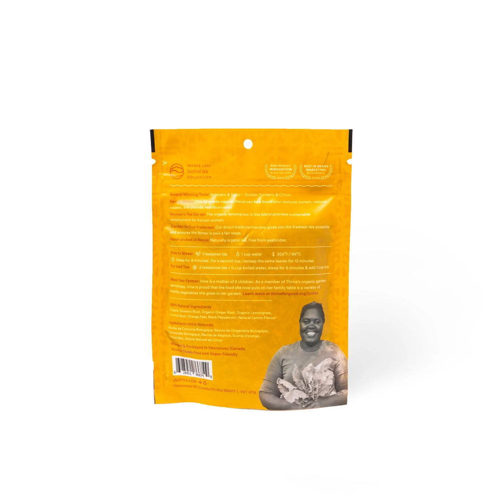 Justea tumeric ginger pouch facts