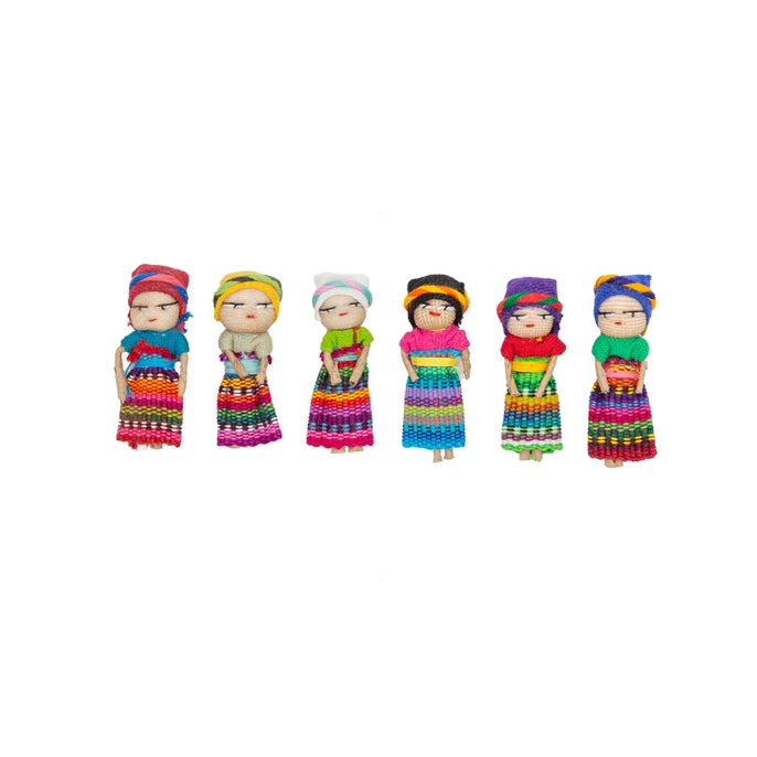 Set of colorful dolls with traditional attire on a white background