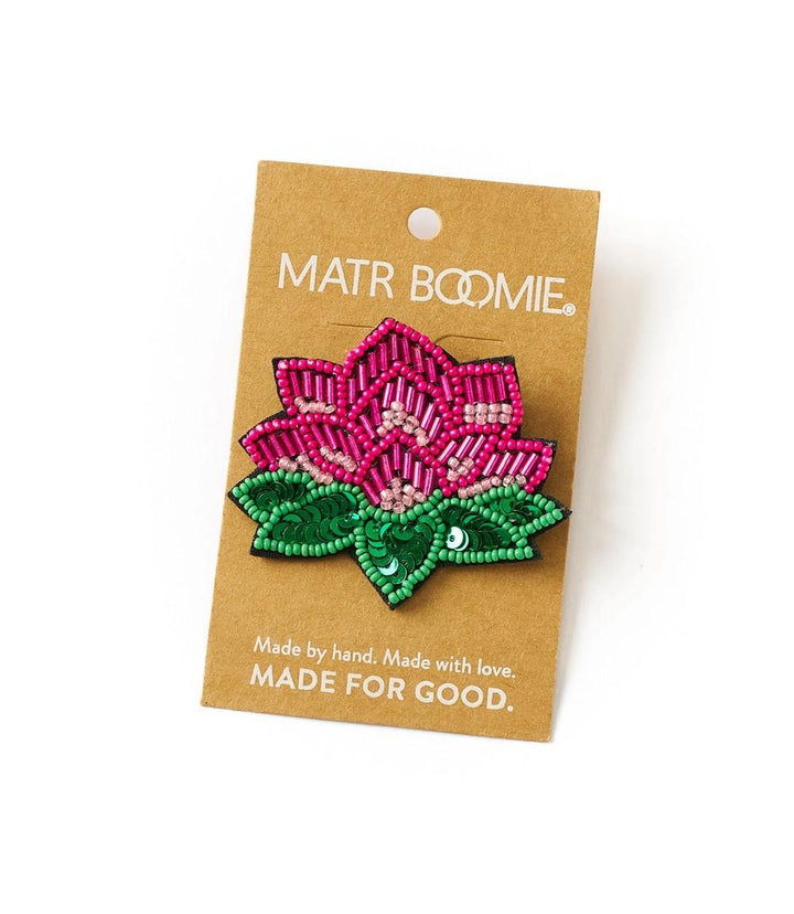 Beaded Lotus Brooch Pin