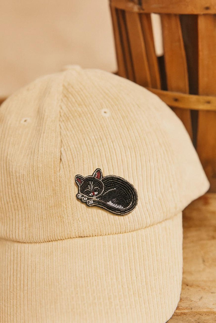 Beaded Sleeping Cat Brooch Pin