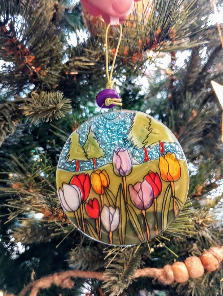 Glass Ornament - Tulips