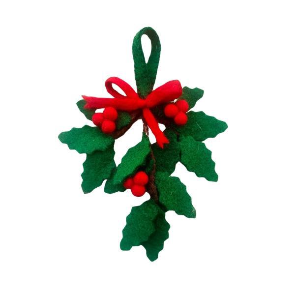 Felt Holly Ornament