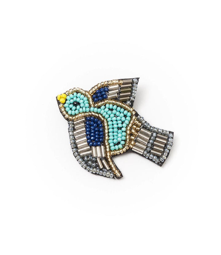 Beaded Bird Brooch Pin