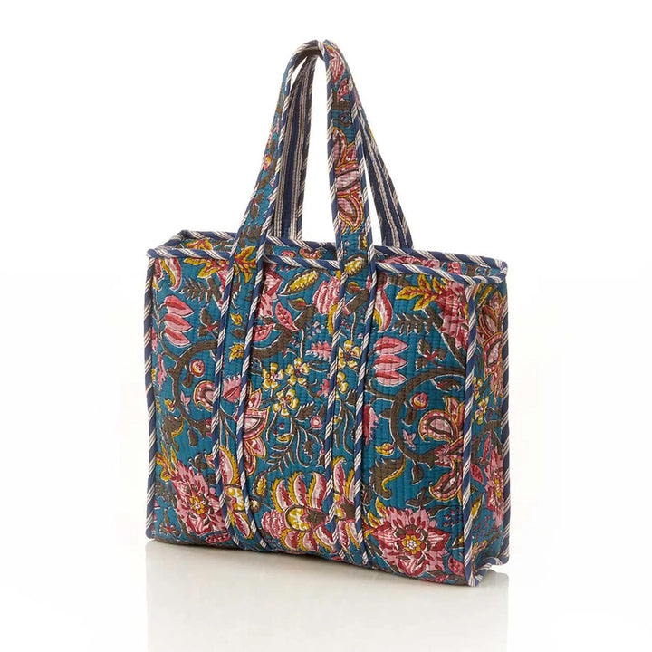 Bright Flowers Quilted Tote