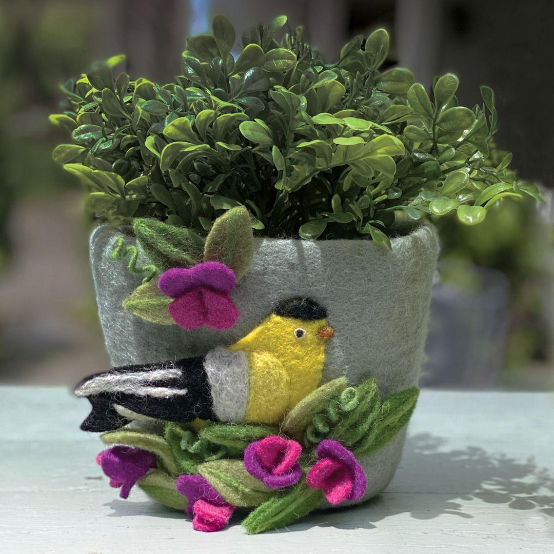 Sweetpea Goldfinch Felt Planter