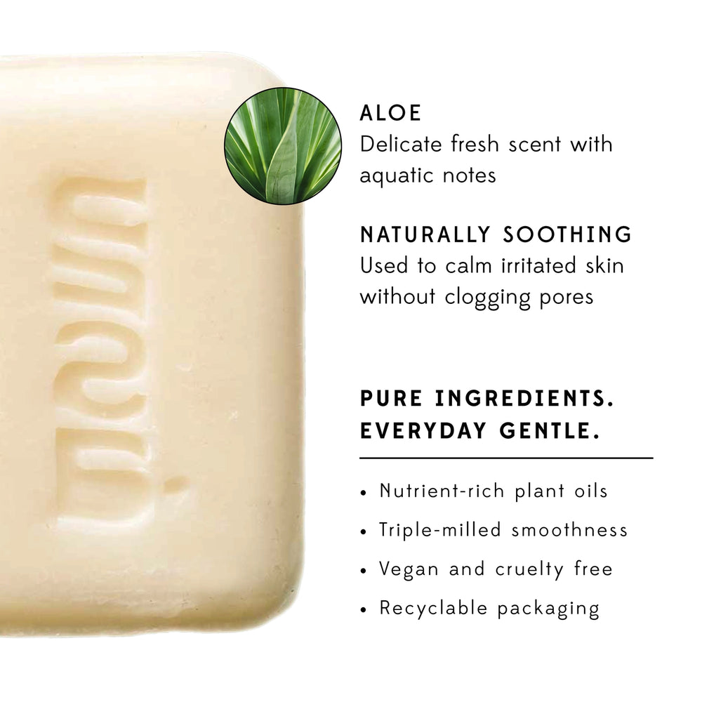 Aloe vera soap description and information on a white background