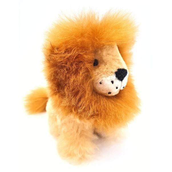 A plush lion made from alpaca fur