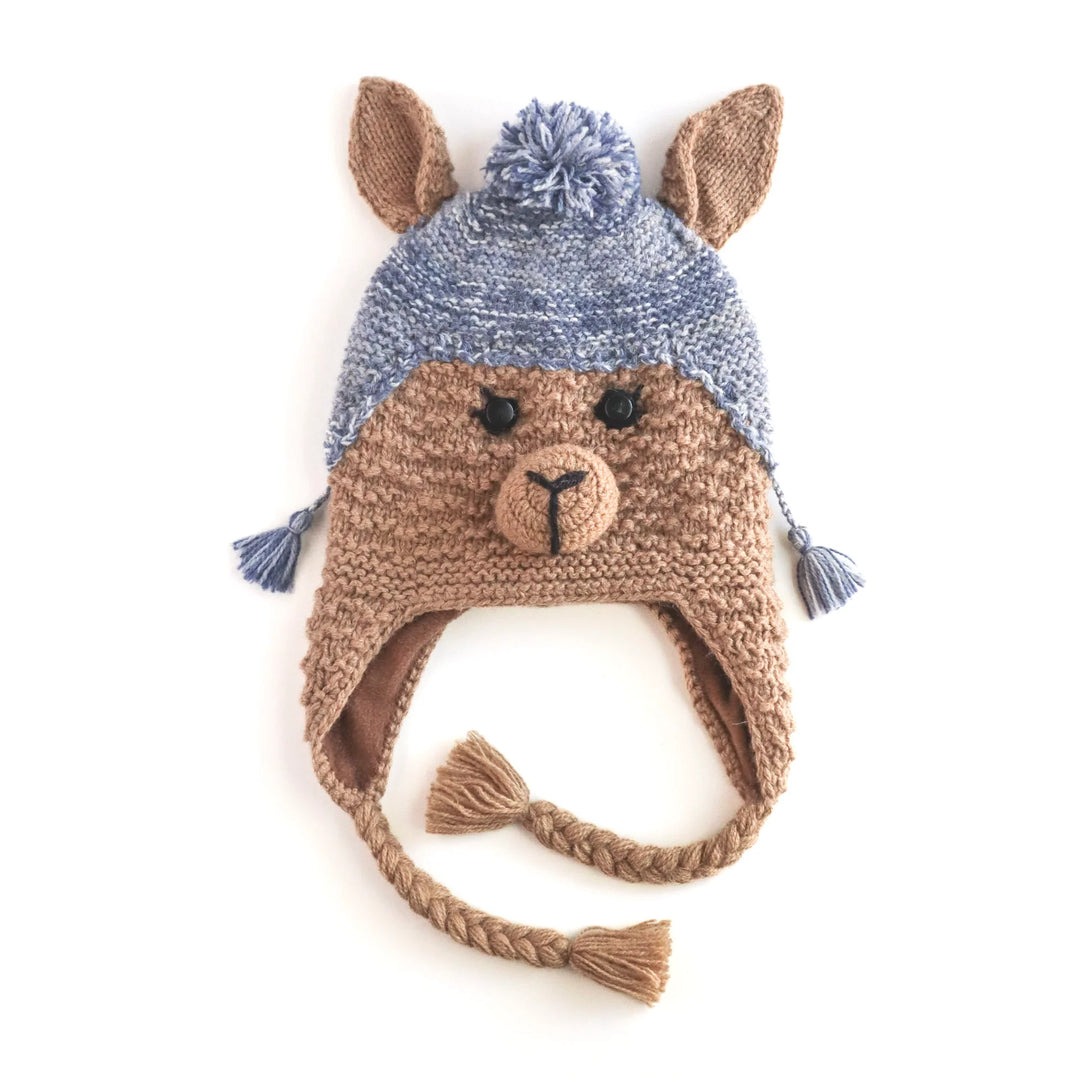 an animal llama hat wearing a hat on a white background