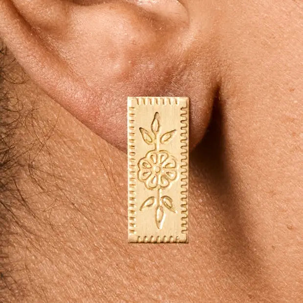 Flower Bar Post Earrings