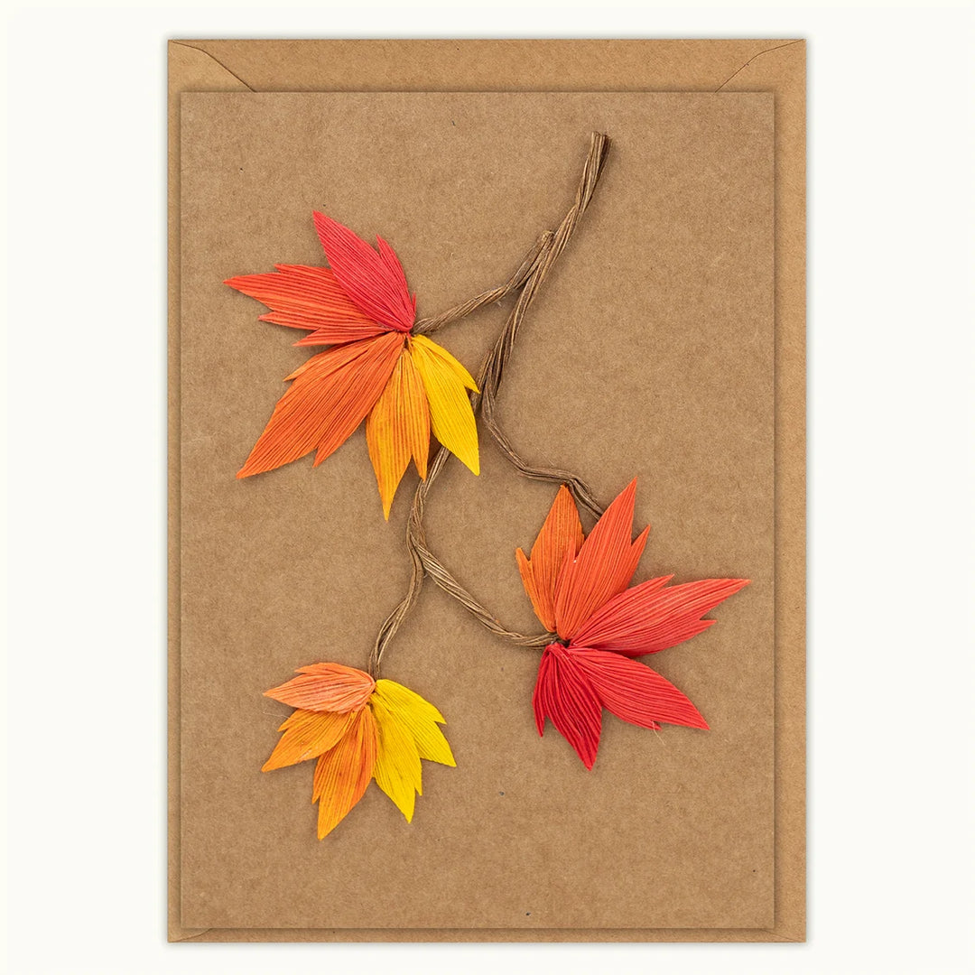 Autumn Leaves Cornhusk Card