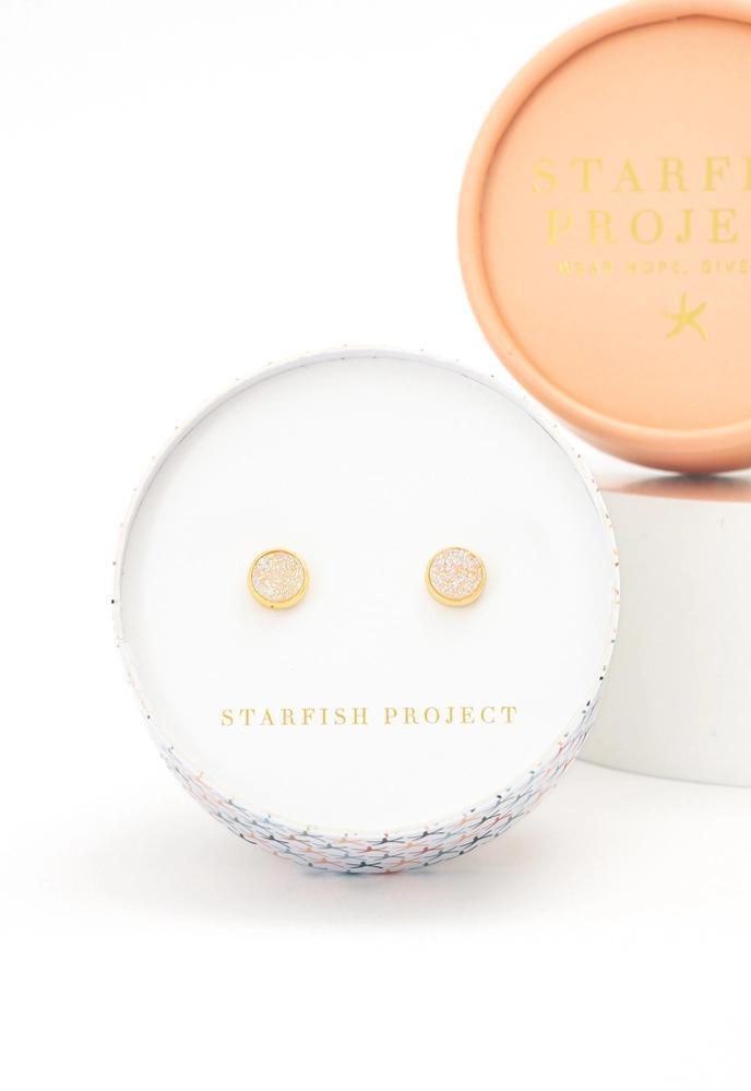 Brittany White Agate Studs