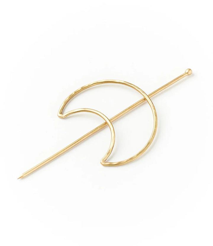 Crescent Moon Hair Pin with Stick Gold