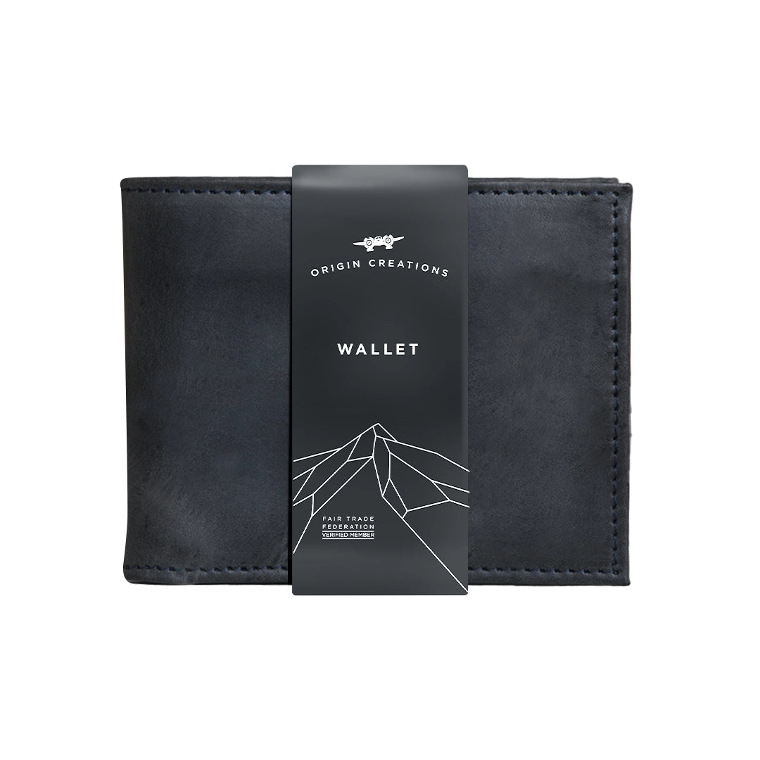 Bifold Leather Wallet - Electric Black
