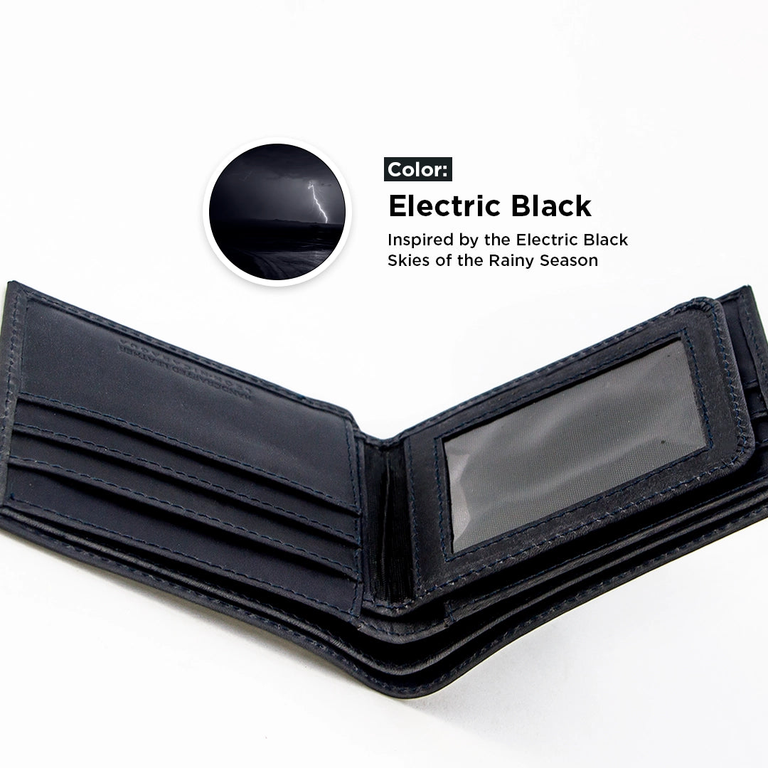 Bifold Leather Wallet - Electric Black