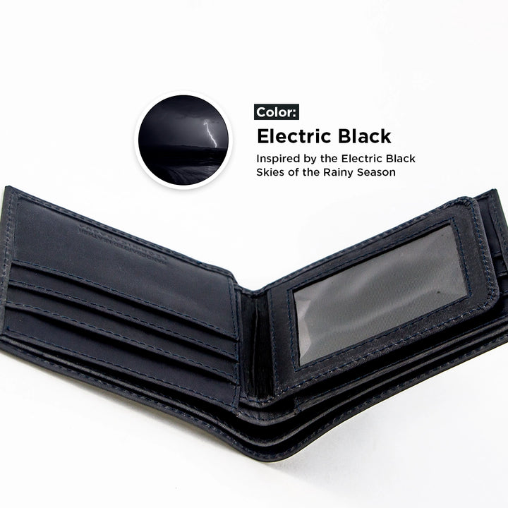 Bifold Leather Wallet - Electric Black
