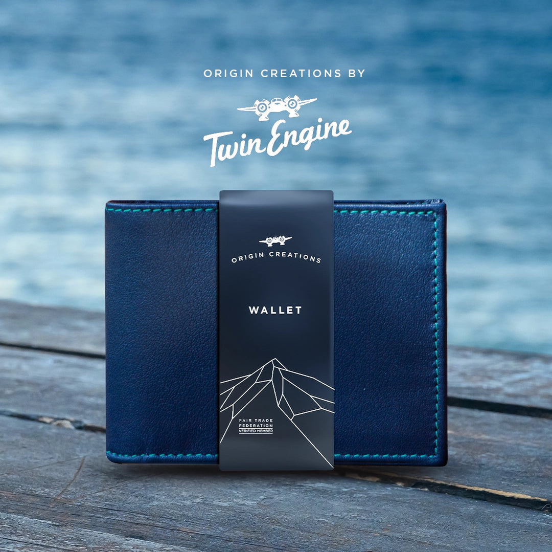 Bifold Leather Wallet - Ocean Navy Blue