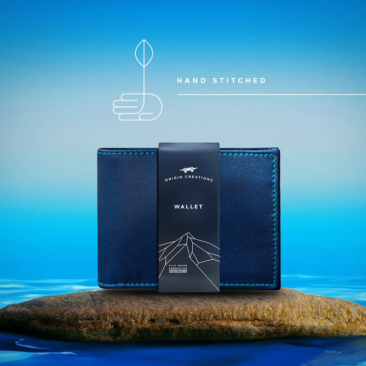 Bifold Leather Wallet - Ocean Navy Blue