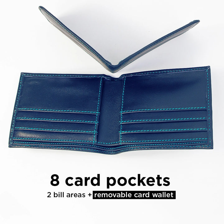 Bifold Leather Wallet - Ocean Navy Blue