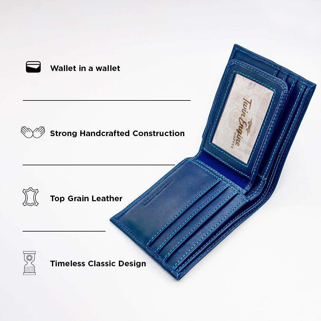 Bifold Leather Wallet - Ocean Navy Blue