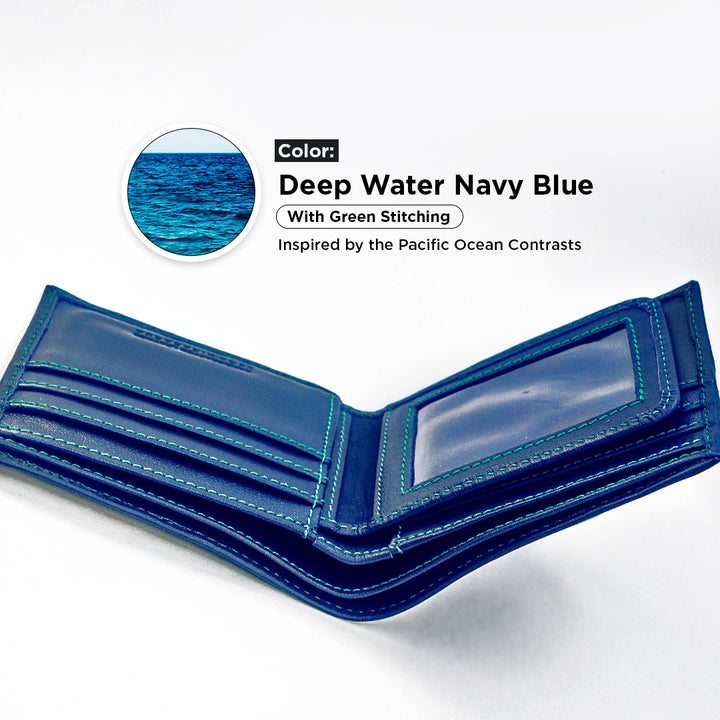 Bifold Leather Wallet - Ocean Navy Blue