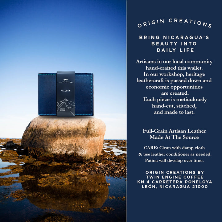 Bifold Leather Wallet - Ocean Navy Blue