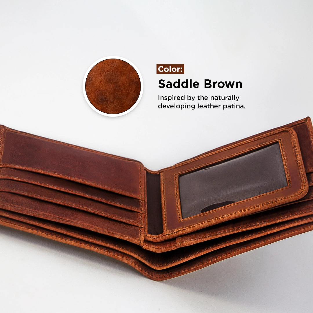 Bifold Leather Wallet - Saddle Brown