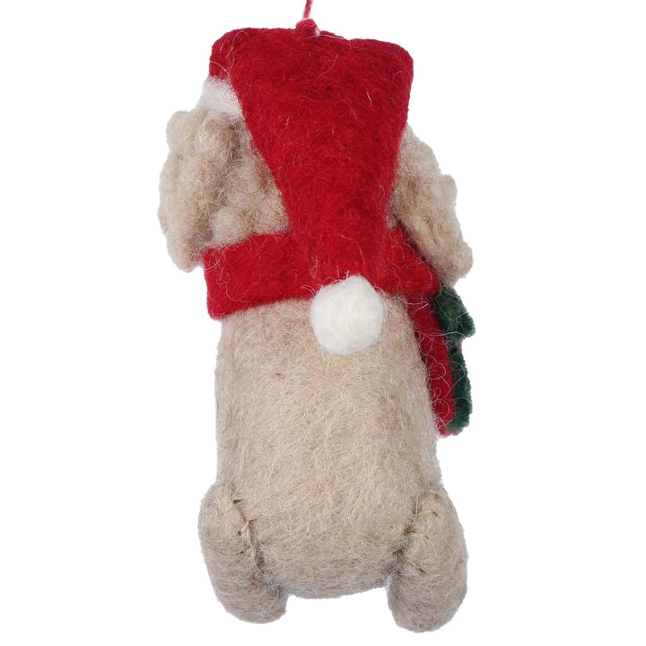 Big dog felt ornament from the back