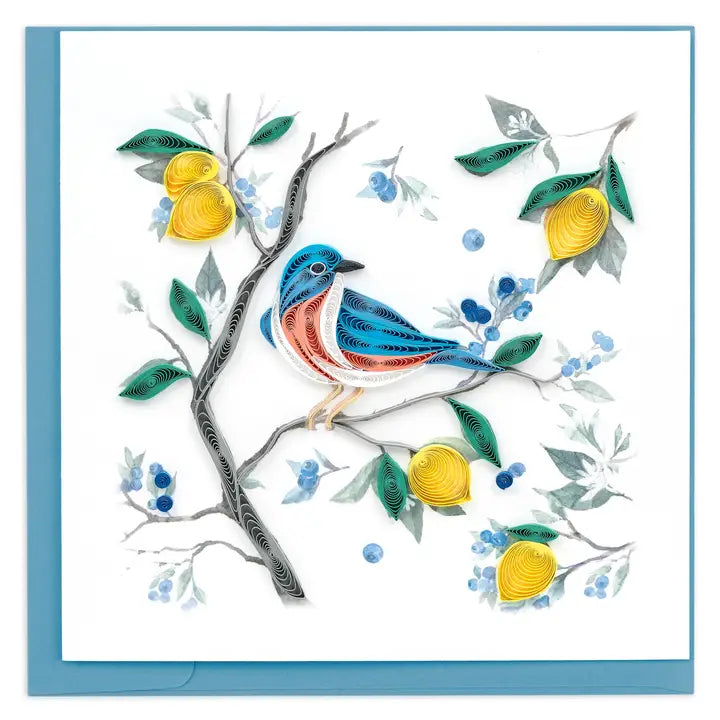 Quilling Card Bluebird with Lemons & Blueberries