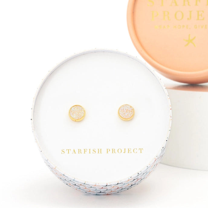 Brittany White Agate Studs