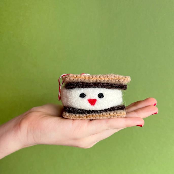 Smiling S'more Felt Wool Ornament