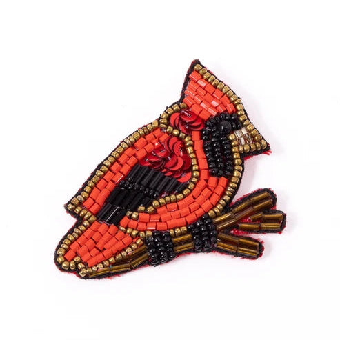Beaded Cardinal Brooch Pin