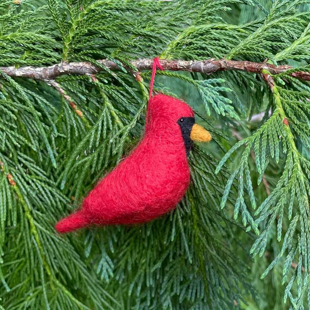 Felted Wool Cardinal Ornament