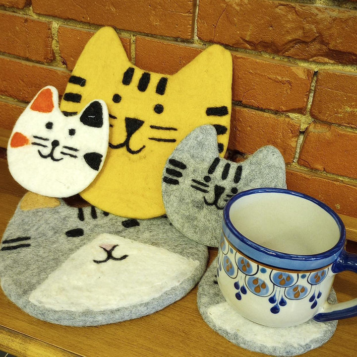 Felted Cat Coaster