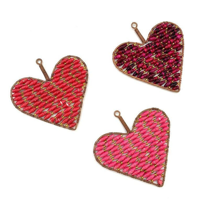 Red Heart Paper Bead Ornament