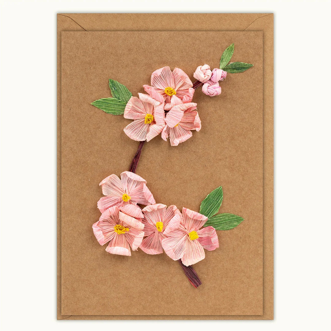 Cherry Blossom Cornhusk Card